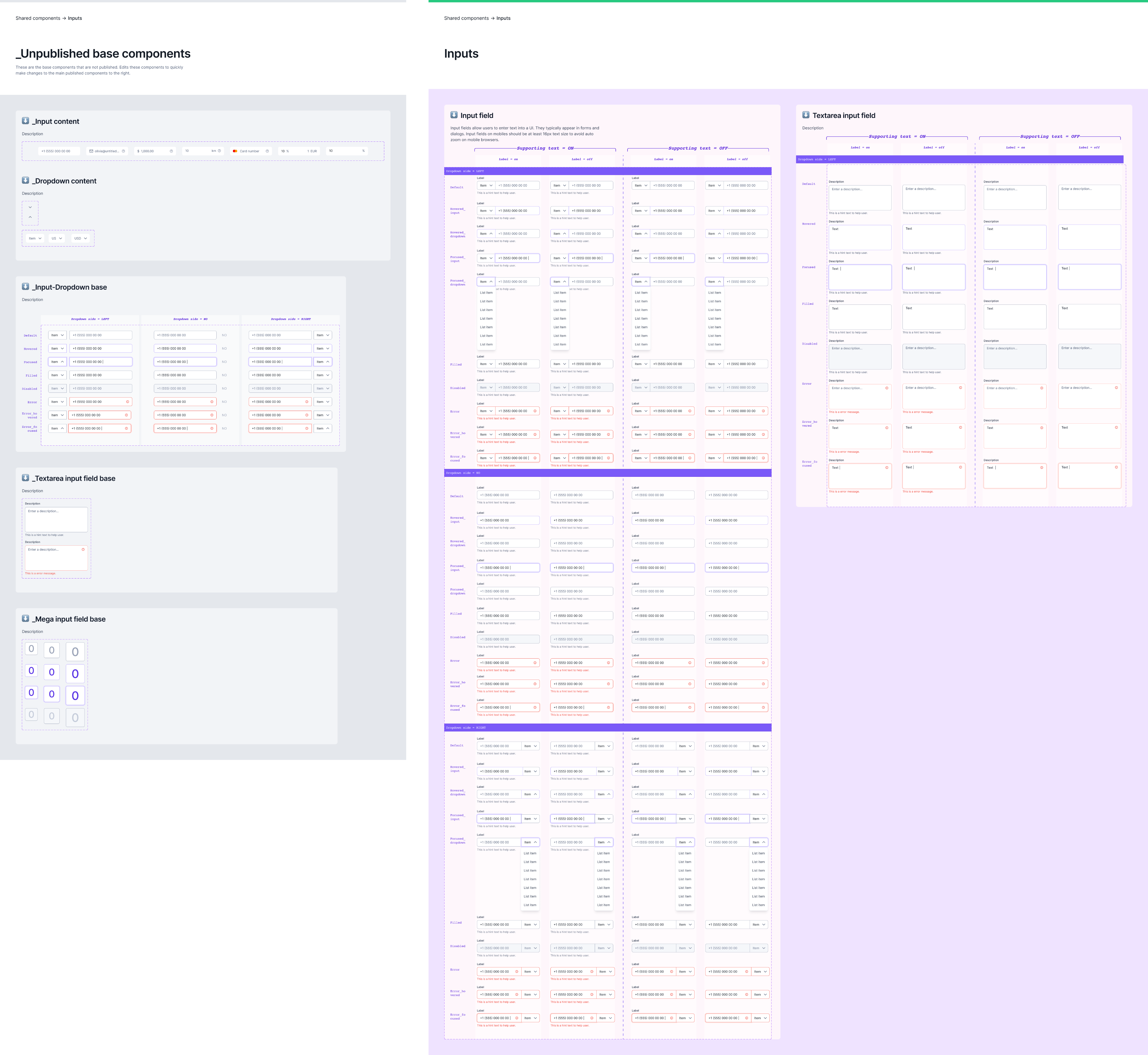 Design system components and style guide