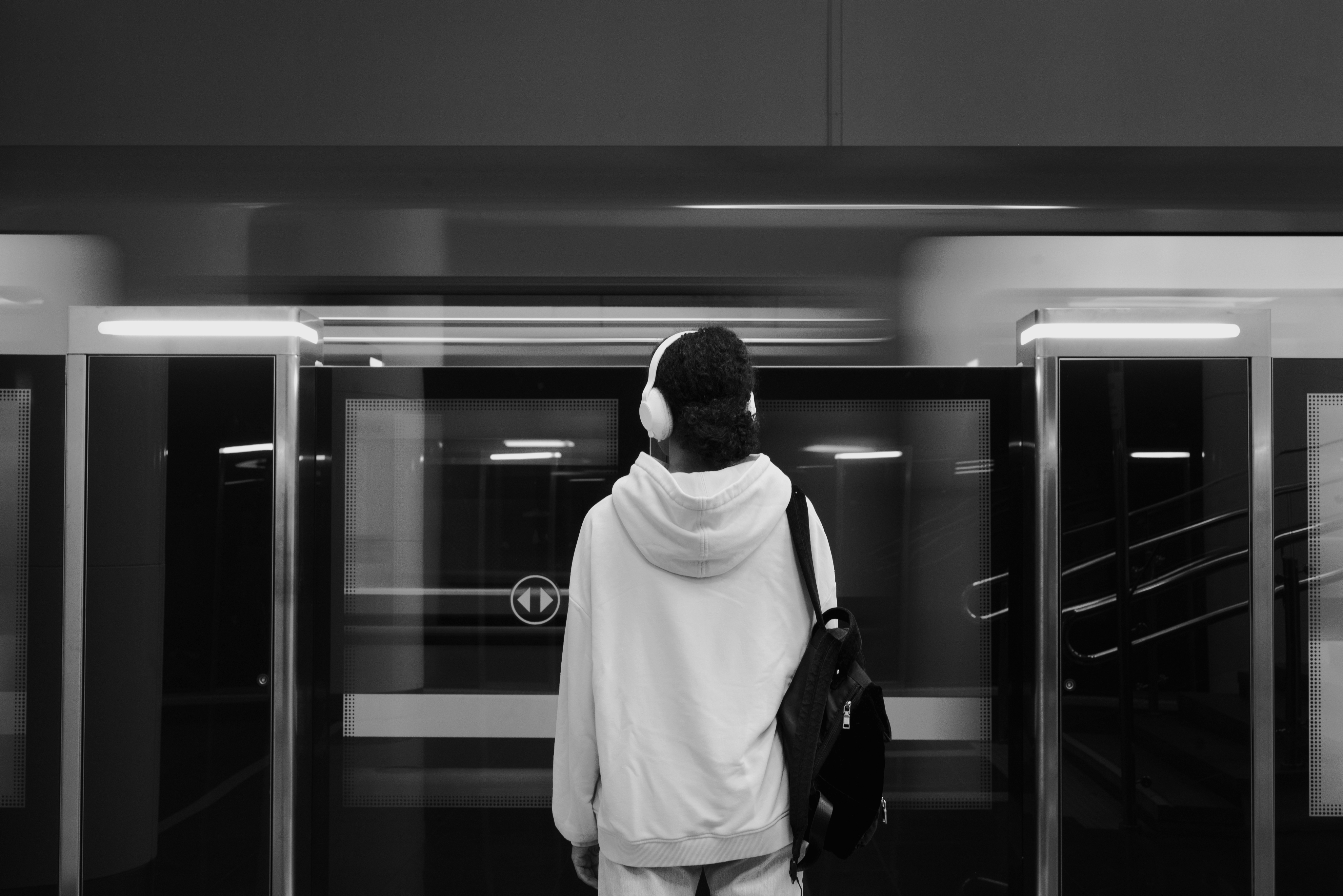 People traveling in subway image