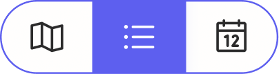 Three view mode toggle icons for list view, grid view, and map view